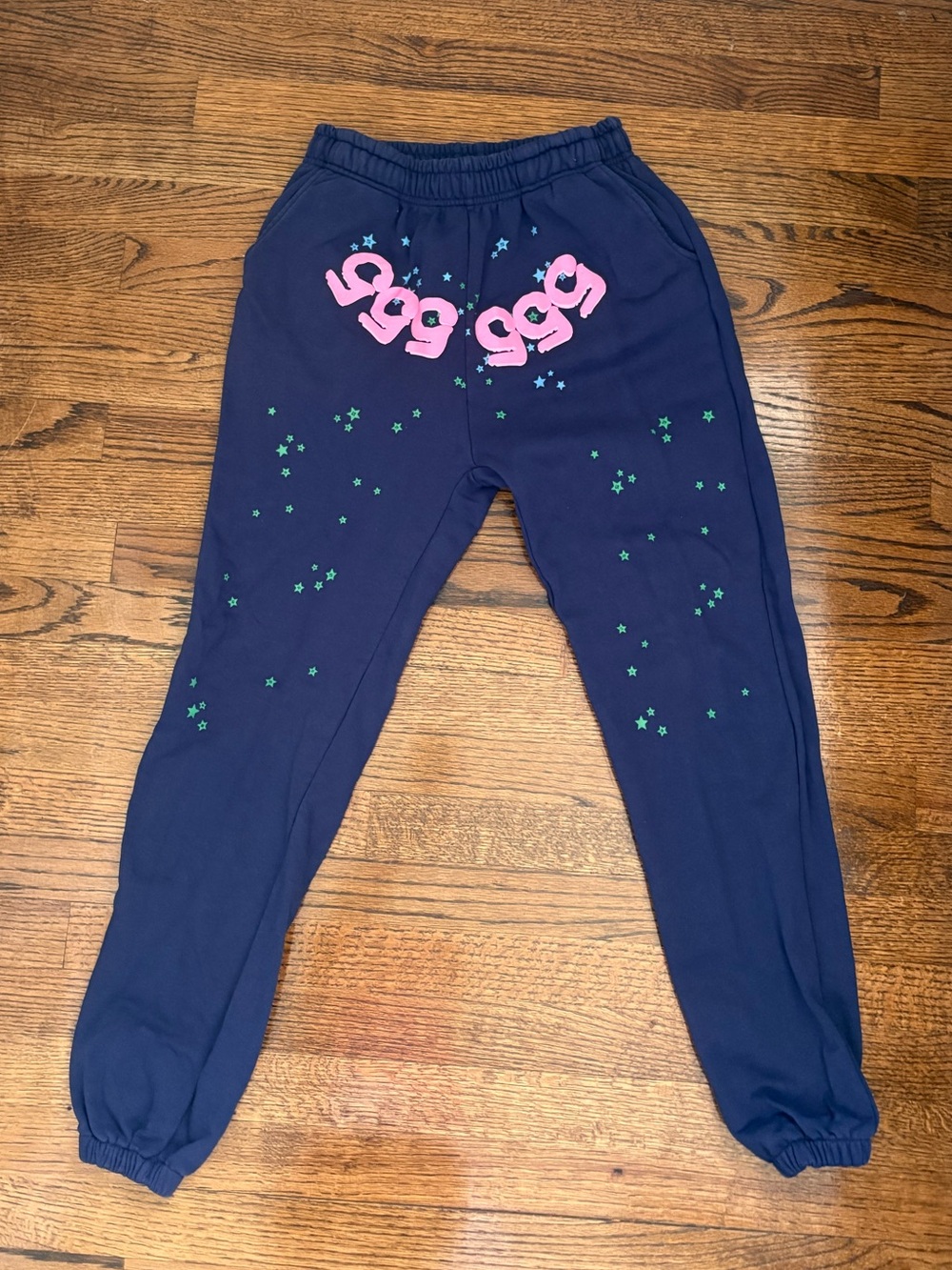 SP5DER ‘555’ Navy and Pink Sweatpants Men’s Size S